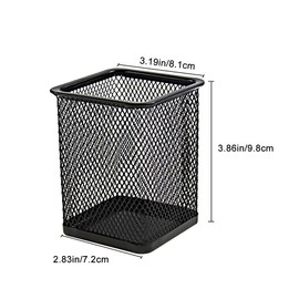 DUOFIRE Pen Holder 4 Pack Desk Organizers Metal Mesh Pencil Holder Black Square Pencil Cup