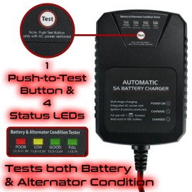 Banshee 12V 5 amp Lead Acid Battery Smart Charger with Three-Stage Charging Mode