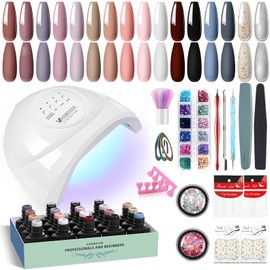 U V Nail Polish Set, VANREESA 16 Colours Gel Nails Set with 48 W U V/LED Nail Lamp, Pink, White, Blue, U V Nail Polish, Gel Nails Starter Set with Base Coat and Top Coat, Shiny Mats, Manicure Starter Set
