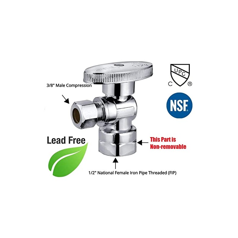 EZ-Fluid 1/2" FIP Iron Pipe x 3/8" Compression Chrome 1/4-Turn