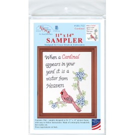 Jack Dempsey Needle Art 181712 Cardinal Embroidery Sampler, 11" x 14", White