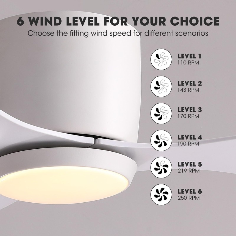 Nuoqiso 42 Inch Flush Mount Ceiling Fans with Lights and