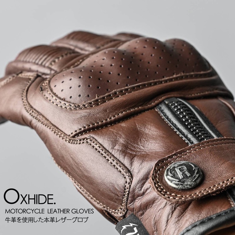 RIDEZ (ライズ) Motorcycle Genuine Leather Protector Gloves, Smartphone Compatible, Men's,