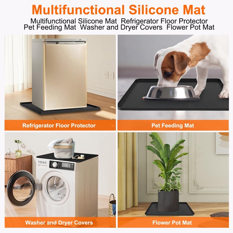 Mini Fridge Mat, 19.7x19.7x0.6 Inch Non-Slip Thick Under Refrigerator Silicone