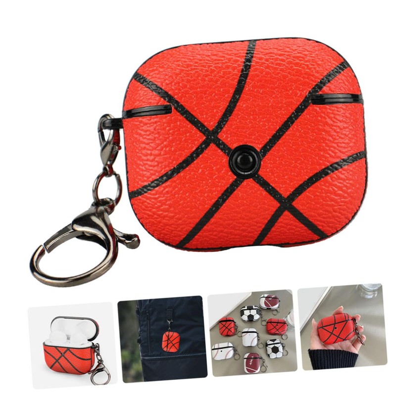 SHINEOFI Shockproof Earphone Protective Case for Wireless Earbuds Lightweight Basketball