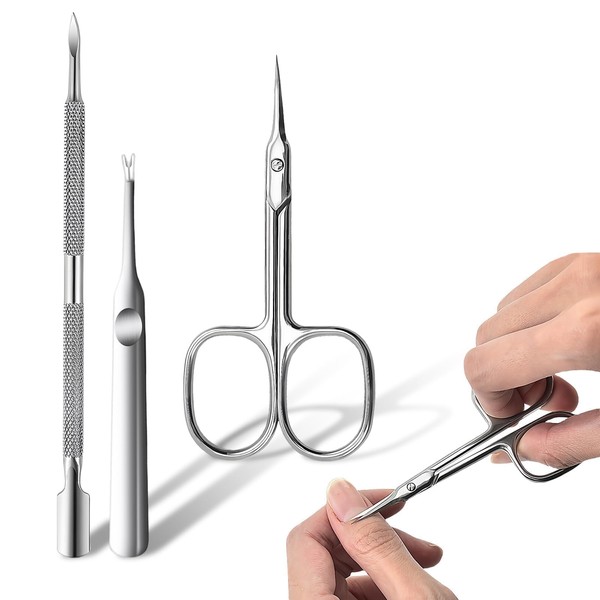 (Scissor 1-PACK with Pusher) Cuticle Scissors & Nail Scissors -