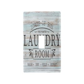 Glaphy Laundry Room Wood Wall Plate, Single Toggle Switch Plate Outlet Covers, Light Switch Plates Cover for Bedroom kitchen Home Decor, Standard Size