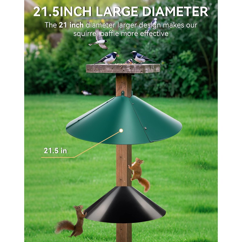 Qualirey 2 Pack 21.5 Inch Metal Squirrel Proof Baffle for