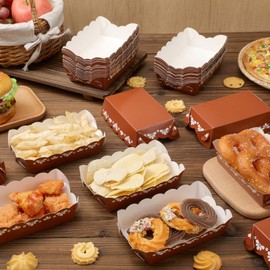 SiliFine 60 Pack Cielito Lindo Party Decoration Mexican Snack Trays Platos De Barro Mexicanos Terracotta Clay Pottery Disposable Trays Nacho Popcorn Food Container for Mexican Theme Party Decoration