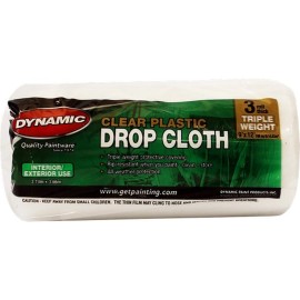 FixtureDisplays Dynamic 00378 9' x 12' 3mil Rolled Clear Plastic Drop Cloth