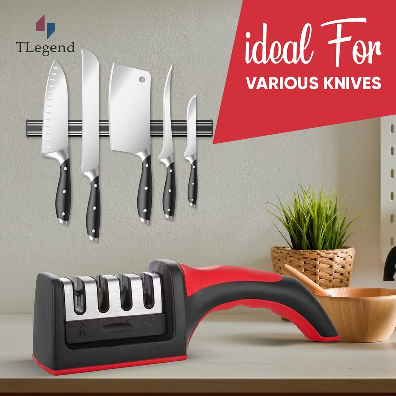 Knife Sharpeners for Kitchen Knives– Stainless Steel 4 in1 Kitchen