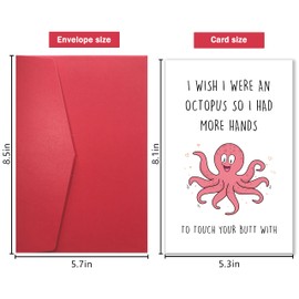 YIWANSIN Rude Octopus Valentine's Day Card for Girlfriend Boyfriend, Humor Anniversary Card Gifts for Husband Wife, Funny Birthday Card for Him Her