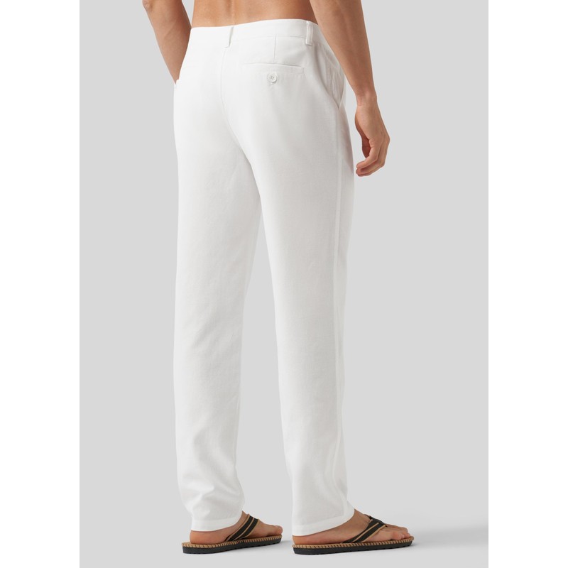 Willit Men's Linen Pants Beach with Pockets White 34W x