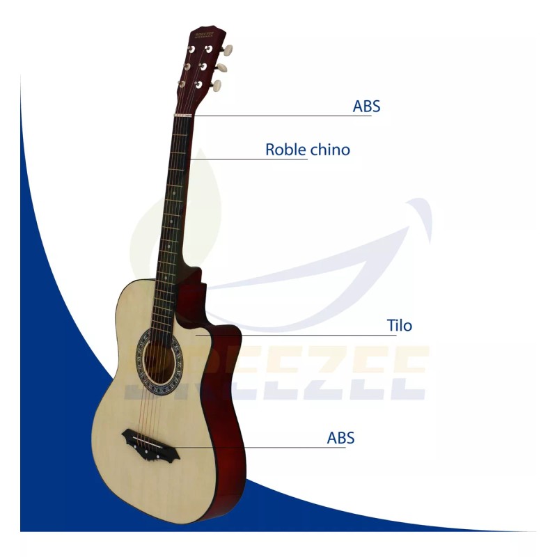 Breezee Market Guitarra Acustica Curva 38 Pulgadas Accesorios Funda Correa