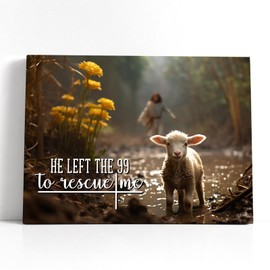 Jesus Running After Lost Lamb Text Canvas Christian Religious God Sheep Prints Painting Picture S Framed For Bedroom Living Room Bathroom Kitchen Wall Art Decor