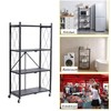 4-Tier Foldable Metal Storage Shelf with Wheels, 28.15" W x