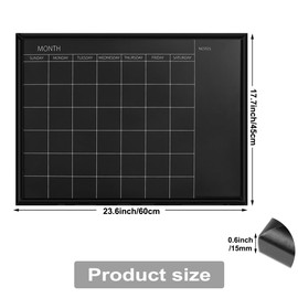 TORASO Calendar Chalkboard, 17.7 x 23.6 inches, Magnetic Surface Black Frame Chalk Board for Planning,School Timetable Memo, Hanging Board for Office, School and Home(YLHB-BK-4560)