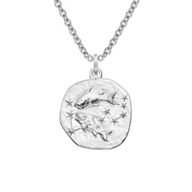 trendor Zodiac Sign Pisces with Necklace 925 Silver Diameter 16 mm Zodiac Sign Pendant Sterling Silver for Women, Men or Children, 08441-03, Sterling Silver