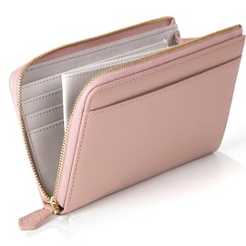 LS LASIEM Women's Long Wallet, Genuine Leather, Compact, L-Zip, Simple, With Box, "Smartphone Size, 3cm Smaller Than Previous Version"
