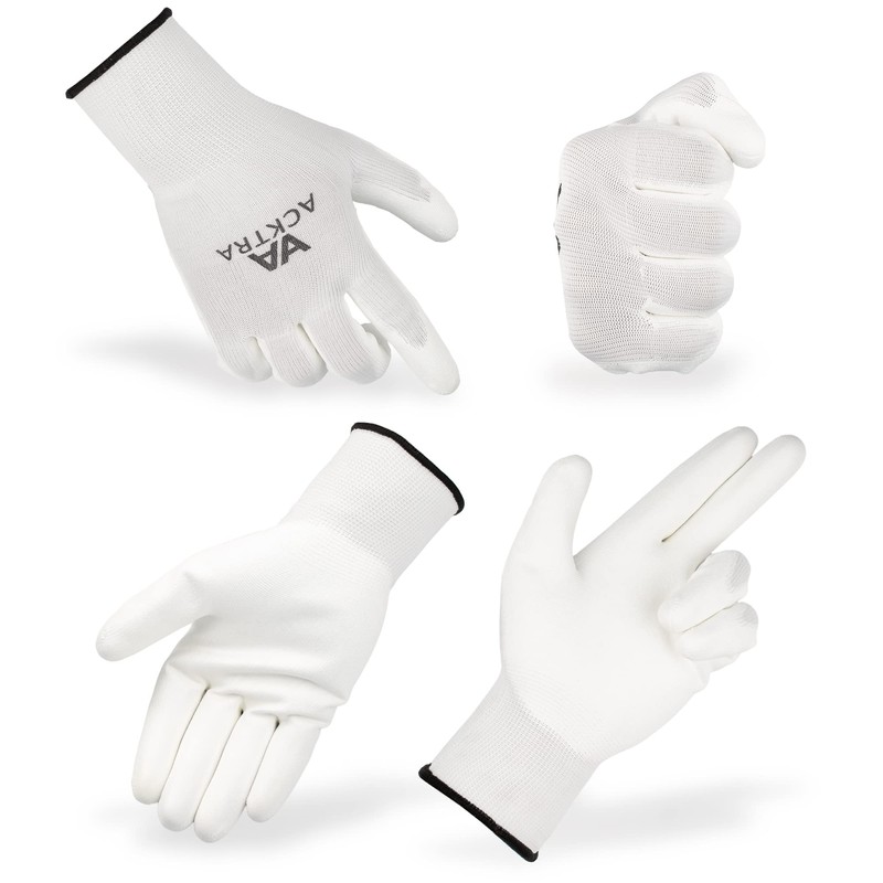 ACKTRA Ultra-Thin PU Safety WORK GLOVES 12 Pairs, WG002 Black