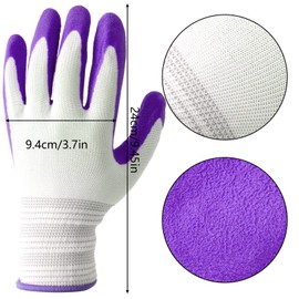 Hmxpls Gardening Gloves for Women Ladies, Breathable Rubber Coated Yard Garden Gloves, Outdoor Protective Work Gloves (Purple)