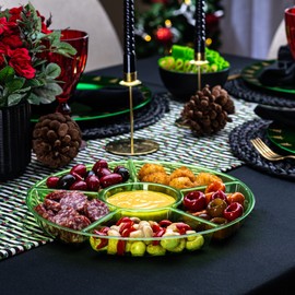 Plasticpro 6 Sectional Round Plastic Serving Tray/Platter (2, Green)