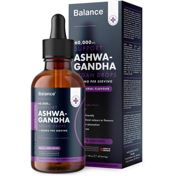 High-Strength Ashwagandha Liquid Drops - 60,000mg per 60ml (4X Concentration)