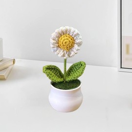 Esyzsss Crochet Flower Bouquet,Knitted Flowers,Cute Handmade Crocheted Flowers,Mini Potted Yarn Woven Puff Flowers,Small Chrysanthemums,Used For Home Office Desktops,Car Decorations,Etc