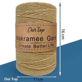 OurTop Premium Macrame Yarn Sage, 2 mm x 500 m Macrame Cord, Macrame Cord, Yarn for DIY Crafts, Weaving Decoration, Hanging Plant Hanger