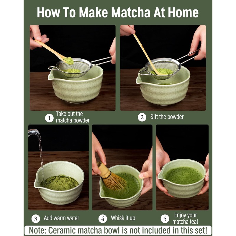 Matcha Ceremony Accessory, ThymeSpace Bamboo Matcha Whisk, Traditional Scoop, Wooden