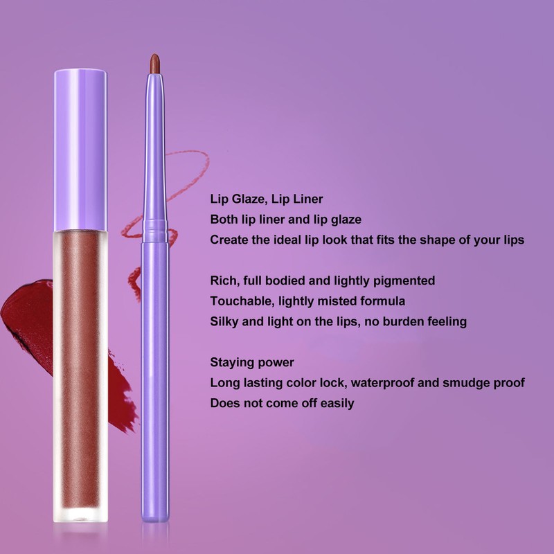 Lip Liner and Lipstick Makeup Set Long Lasting Matte Liquid