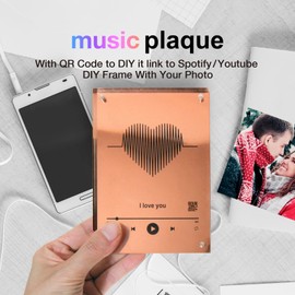 "I Love You" Photo Acrylic for DIY | With QR Code Link to Recording or Song | Music Plaque Frames | Bronze 8th Anniversary Gift for her or him, Christmas Gift 9 * 13 * 2cm