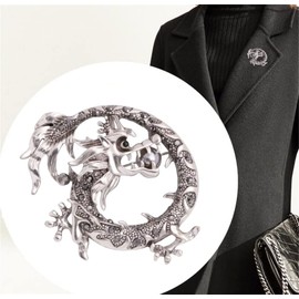 ulricar Classic flying dragon temperament jewelry enamel badge men and women gift mouth with jewelry suit shirt pin lapel brooch gift