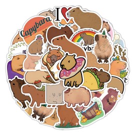 Funny Capybara Cute Animal Stickers Pack 50PCS, Asverbet Capybara Gifts for Kids Teens Vinyl Waterproof Kawaii Stickers for Water Bottles Laptop Scrapbook