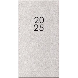 2025 Pocket Diary Slim Silver Glitter Stylish Hardcover Week to View Planner Gift