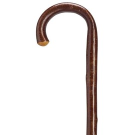 Walking Cane Men's Crook Genuine Hazelwood Cane (Golden Color) with Natural bark Wood Cane 36" Long with Rubber tip