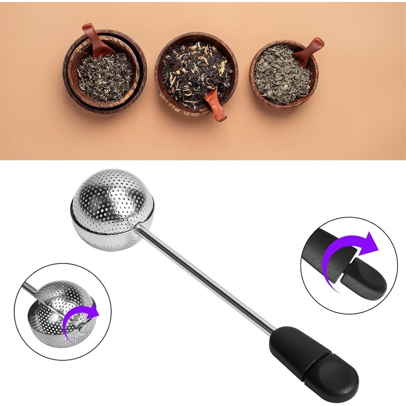 3 Pcs Stainless Steel Mesh Twisting Tea Ball Infuser,Long Handle