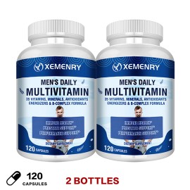 xemenry Men's Daily Multivitamin - Saw Palmetto, Men's Overall Health, Immune Support - Two bottle-More favorable