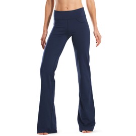 Safort 28" 30" 32" 34" Inseam Regular Tall Bootcut Yoga Pants, 4 Pockets, UPF50+, Blue, M