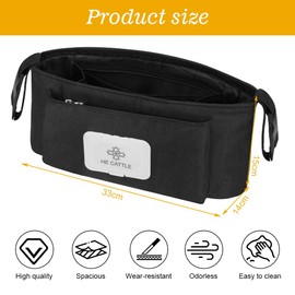 Vicloon Baby Pushchair Organiser,Pram Organiser with Cup Holder,Large Capacity Stroller Organiser Bag,Universal Mummy Baby Pram Bags,Baby Stroller Storage Bag,Compact Design Fits Any Pram Handlebar