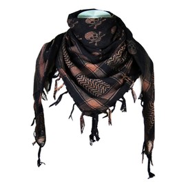 Tapp Collections Premium Skull Pattern Shemagh Head Neck Scarf - Dark Brown/Black