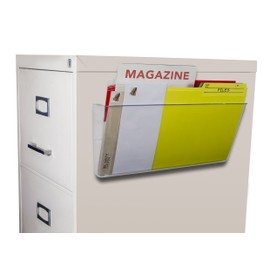 Storex Legal-Size Magnetic Wall Pocket – Plastic File Organizer, Heavy-Duty Magnet Holds 5lbs, Clear, 6-Pack (70240U06C)