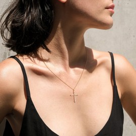 MTMY Gold Cross Necklace 14K Gold Plated Dainty Gold Cross Pendant Necklace for Women Delicate Necklace Jewelry (cross 19)