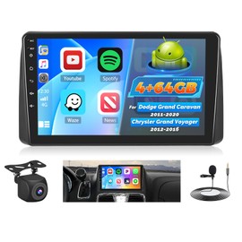Radio for Dodge Grand Caravan 2011-2020 Chrysler Town & Country 2011-2016 Grand Voyager 2011-2015, Android 15 9 inch Touch Screen with Carplay, Bluetooth 5.0, 1280 * 720 Resolution, 4G RAM 64G ROM