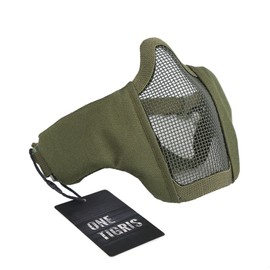 OneTigris Foldable Half Face Mask Mesh Mask for Airsoft Paintball CS (OD Green, L)