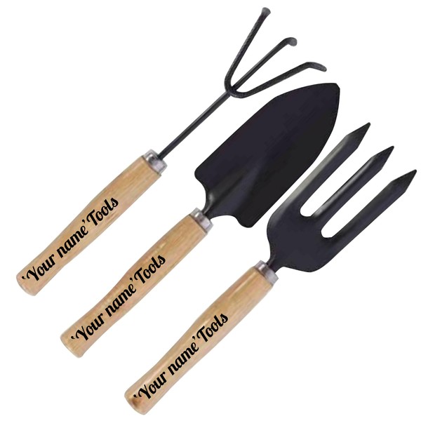 Personalised Garden Tools Set, 3-Piece Hand Tools with Custom Name,