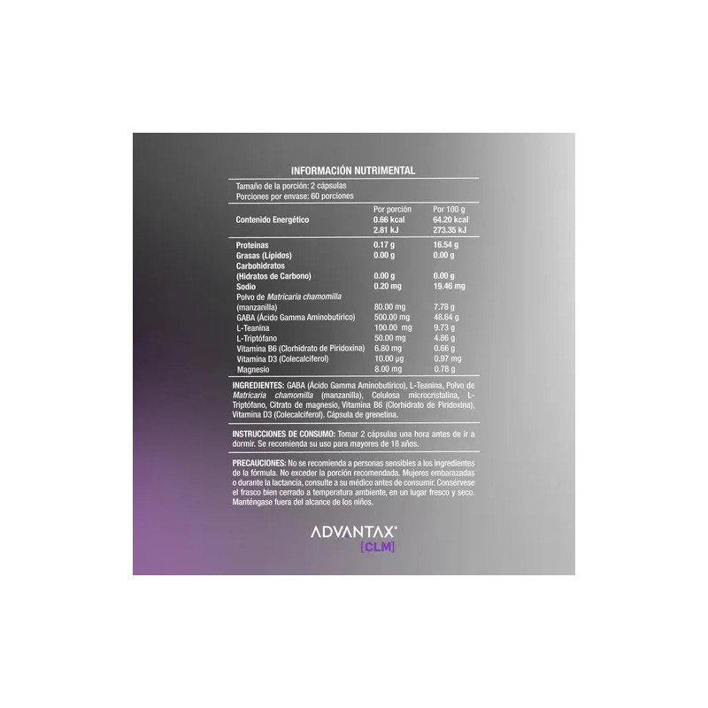 Advantax® Clm Gaba, L-teanina, L-triptófano Y Vitaminas Sin Sabor