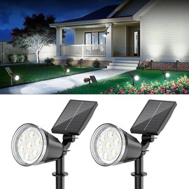 BONLION Solar Lights Outdoor Spot Light Waterproof: 1000LM Adjustable Cool White Spotlights - 2-in-1 15Hrs+ Bright Wall Spot Light - Solar Powered Landscape Spotlight for Garden, Yard, Tree, Flag