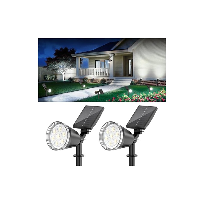 BONLION Solar Lights Outdoor Spot Light Waterproof: 1000LM Adjustable Cool