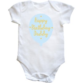 Hippowarehouse Happy birthday daddy (BLUE) baby vest bodysuit (short sleeve) boys girls